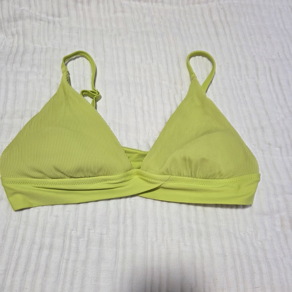aerie Lime Green Ribbed Triangle Bikini Top